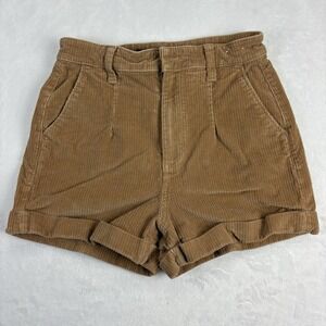 Express Corduroy Shorts Womens Size 4 Brown Shortie Extreme High Rise